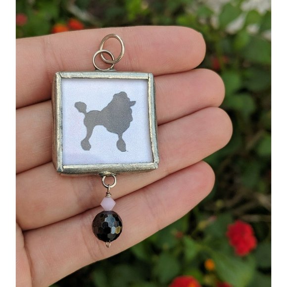 Handmade Soldered Glass Poodle Dog Charm Pendant - Picture 3 of 7